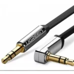 Cable de Audio Ugreen Plano 2m Negro y Plata 3.5mm a 3.5mm Forma de L